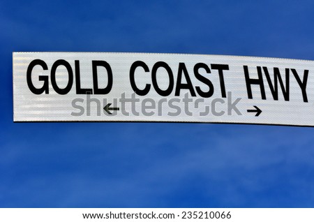 Street sign of Gold Coast Highway in Queensland Australia.