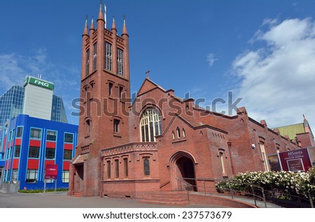 PALMERSTON NORTH, NZL - DEC 01 2014:All Saints Anglican Church.It\'s a New Zealand trust heritage building as it brickwork is among the finest in New Zealand.