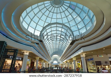 JERUSALEM - MAR 07 2015:Malha Mall  in Jerusalem, Israel. In 2011, Malha Mall was voted Israel\'s top mall by the Israeli financial newspaper Globes.