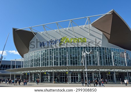 AUCKLAND - JULY 09 2015:Vector Arena. It's 2,000-seat arena for sports and entertainment events hosted numerous local and international events in Auckland, New Zealand.