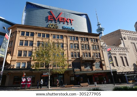AUCKLAND,  NZL - AUG 11 2015:Event Cinemas on Queen street in Auckland CBD Finanical cetre, New Zealand.Event Cinemas  is a group of cinema multiplexes across Australia, New Zealand and Fiji.