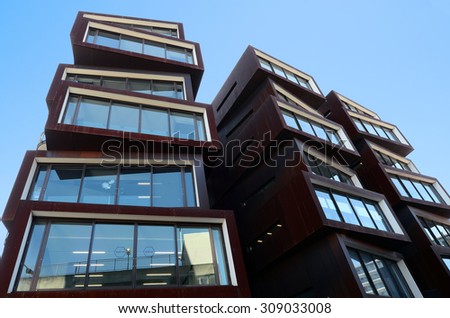 AUCKLAND - AUG 21 2015:Ironbank Building.It\'s a mixed-use office and retail building in Auckland, New Zealand, awarded 5-Star Green Star rating by the New Zealand Green Building Council.