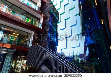 AUCKLAND - AUG 21 2015:Ironbank Building.It\'s a mixed-use office and retail building in Auckland, New Zealand, awarded 5-Star Green Star rating by the New Zealand Green Building Council.