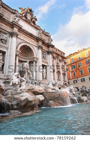 Trevi Fountain in Rome, Italy.it is the largest Baroque fountain in Rome and one of the most famous fountains popular tourist attraction in the world.