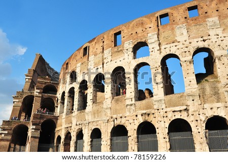 The Colosseum of Rome, Italy.Flavian Amphitheatre is one of Rome's most popular tourist attractions and a famous landmark in Rome.