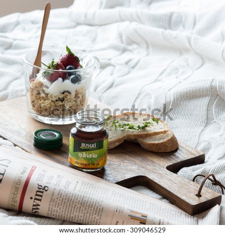Bangkok, Thailand - July 31: Breakfast with Brand\'s dietary supplement on July 31, 2015 in Bangkok, Thailand.