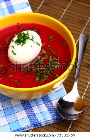 Traditional eastern europe red beet soup borsch