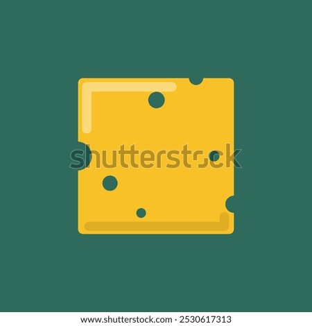 Cheese slice icon. Yellow ingredient with holes. Roquefort dairy products. Vector illustration.