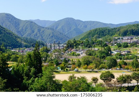 Landscape of Achi village in Southern Nagano, Japan