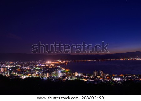 Night view of the city of Suwa