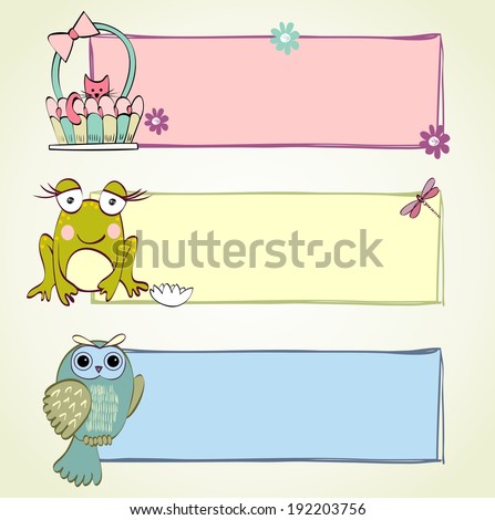 hand drawn baby banners with cute animals