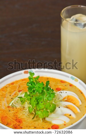 Thin wheat noodles in fish base soup Mohingar