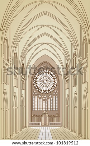 EPS 8/ The interior of a Gothic cathedral - Brown