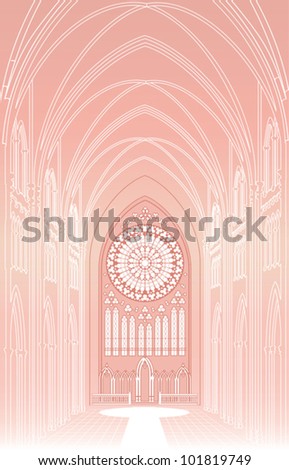 EPS 8/ The interior of a Gothic cathedral - Pink