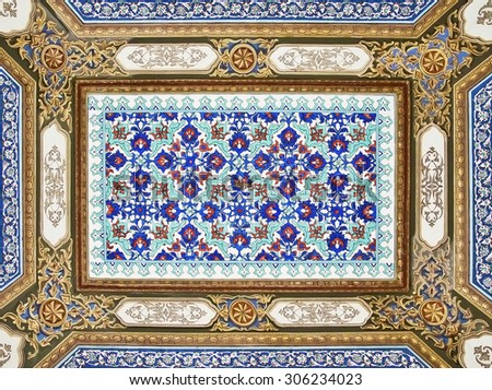 ISTANBUL - NOVEMBER 5: Interior of Topkapi palace - Ceiling of Circumcision Room on November 5, 2014 in Istanbul.