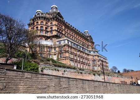 SCARBOROUGH, NORTH YORKSHIRE, UK. APRIL 20, 2015.  The Grand hotel  when built in 1867 was one of the largest hotels in the world with 365 bedrooms at Scarborough in North Yorkshire, UK.