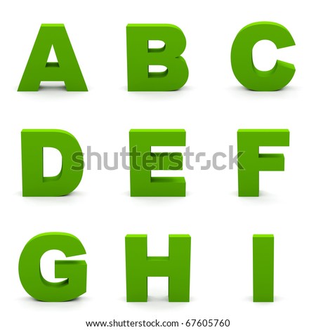 Green Alphabet. Set Of Letters Isolated On White. Stock Photo 67605760 ...