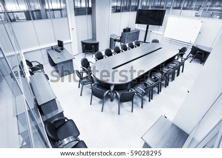 spacious meeting room view from above