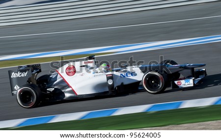 JEREZ, SPAIN - FEBRUARY 2012 - Kobayashi test driving his new Sauber in the first F1 test, Wednesday 8th February 2012.Jerez, Spain