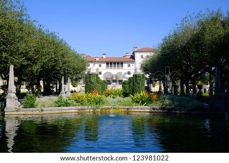 Vizcaya, Florida\'s grandest residence, once belongs to millionaire industrialist James Deering, is in downtown Miami, Florida, USA.