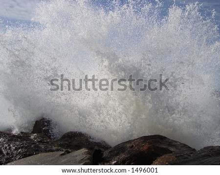An instant of ocean water explosion.
