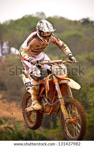 SI RACHA, THAILAND - MAR. 10 : Jmie Law rider of Team STR KTM during the MX1 race of The FIM Motocross World Championship Grandprix of Thailand, on March 10, 2013. Thailand