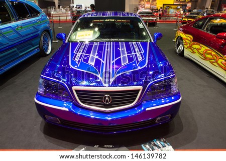 NONTHABURI THAILAND-JUNE 20 : Decoration body car displayed at Bangkok International Auto Salon 2013 on June 20, 2013. The event exiting modified car showed in Nonthaburi, Thailand.