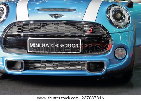 BANGKOK - DECEMBER 9 : Mini Hatch 5-door displayed in Motor Expo 2014, on dec. 9, 2014 in Bangkok, Thailand.