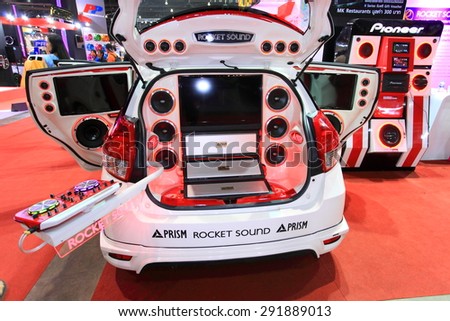 BKK. THAILAND-JUNE 24 : Status of audio design in car at Bangkok International Auto Salon 2015, 24-28 June 2015 at Bangkok, Thailand. Event of decoration and modify car of Thailand and Japan also.