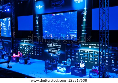 KATOWICE, POLAND - JANUARY 19: Stage at Intel Extreme Masters 2013 - Electronic Sports World Cup on January 19, 2013 in Katowice, Silesia, Poland.