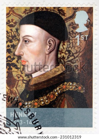 UNITED KINGDOM - CIRCA 2008: A stamp printed by GREAT BRITAIN shows Henry V - King of England. He was the second English monarch who came from the House of Lancaster, circa 2008