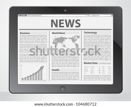 News on generic Tablet PC. Vector illustration