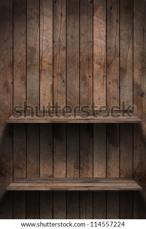 Wood shelf, grunge industrial interior Uneven diffuse lighting version. Design component