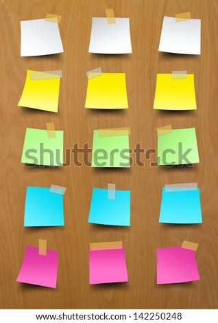 Note paper, Sticky notes on wood texture background