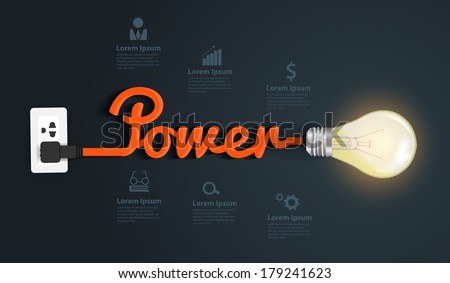 Power concept, Creative light bulb idea abstract infographic  layout, diagram, step up options, Vector illustration modern design template