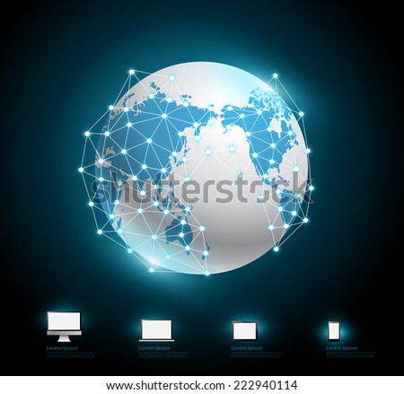 Globe connections network design, vector illustration modern template 