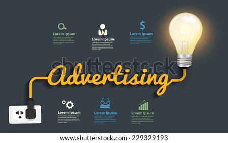 Advertising concept, Creative light bulb idea abstract infographic layout, diagram, step up options, Vector illustration modern design template