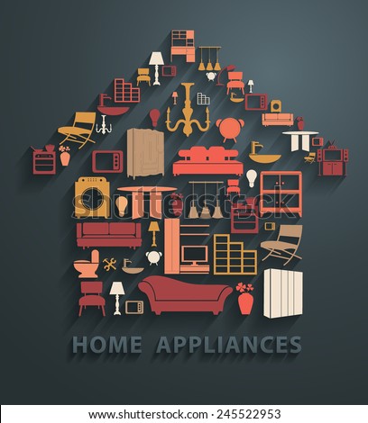 Flat design concepts home appliances icons, Vector illustration modern template