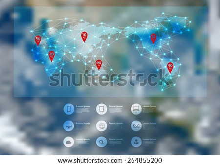 World map connection with blurred earth globe background, Vector illustration modern template design. Elements of this image furnished by NASA