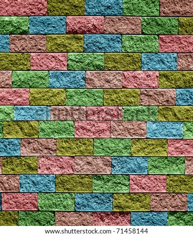 Variety of colors brick wall texture closeup. Useful as background for design-works.