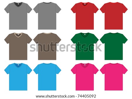 V-Neck T-Shirt. Vector Template - 74405092 : Shutterstock