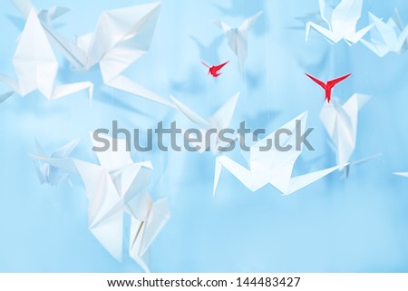 The magical world of dreams with flying paper birds.