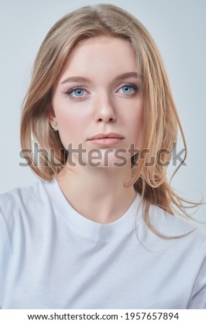 Similar – Image, Stock Photo Young woman with blond Labrador sits on beach dune