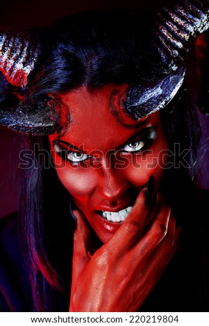 Portrait of a devil with horns. Fantasy. Art project.