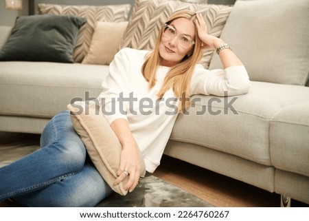 Similar – Image, Stock Photo Stylish woman in eyeglasses in library