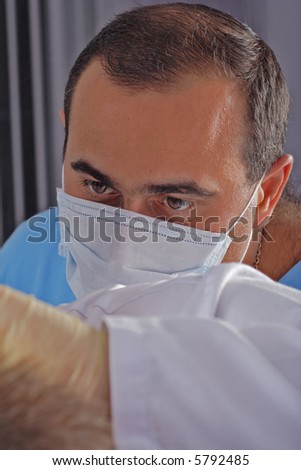 Dental background: work in clinic (operation, tooth replacement)