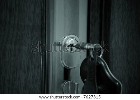 Estate background: door, key, home