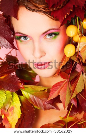 Portrait of a styled professional model. Theme: beauty, autumn fashion