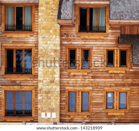 Windows in an wooden peasant house, ethnic house and window, Serbia