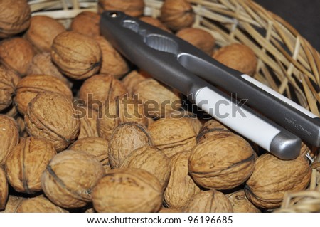 basket full of nuts to eat and nutcrackers to break